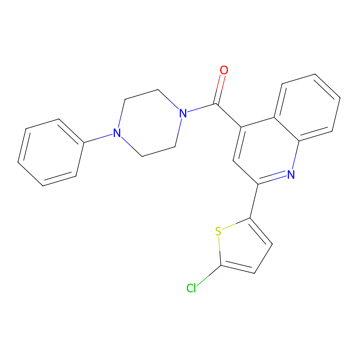 [2-(5-Chlorothiophen-2-yl)quinolin-4-yl]-(4-phenylpiperazin-1-yl)methanone molecular structure, CAS 361980-69-0
