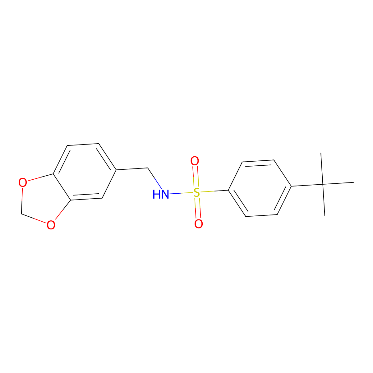 N-(1,3-benzodioxol-5-ylmethyl)-4-tert-butylbenzenesulfonamide molecular structure, CAS 361983-31-5