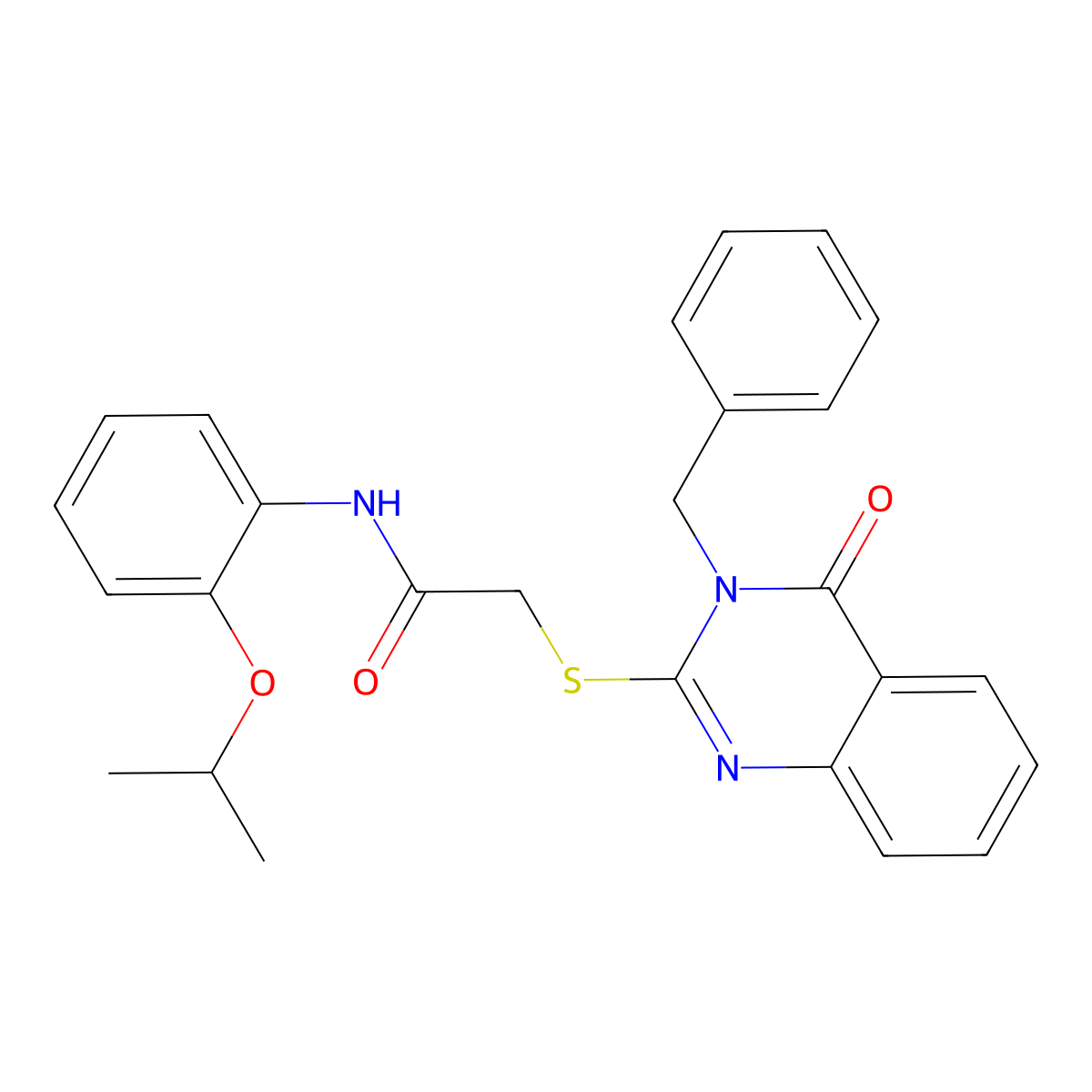 2-(3-benzyl-4-oxoquinazolin-2-yl)sulfanyl-N-(2-propan-2-yloxyphenyl)acetamide molecular structure, CAS 361983-68-8