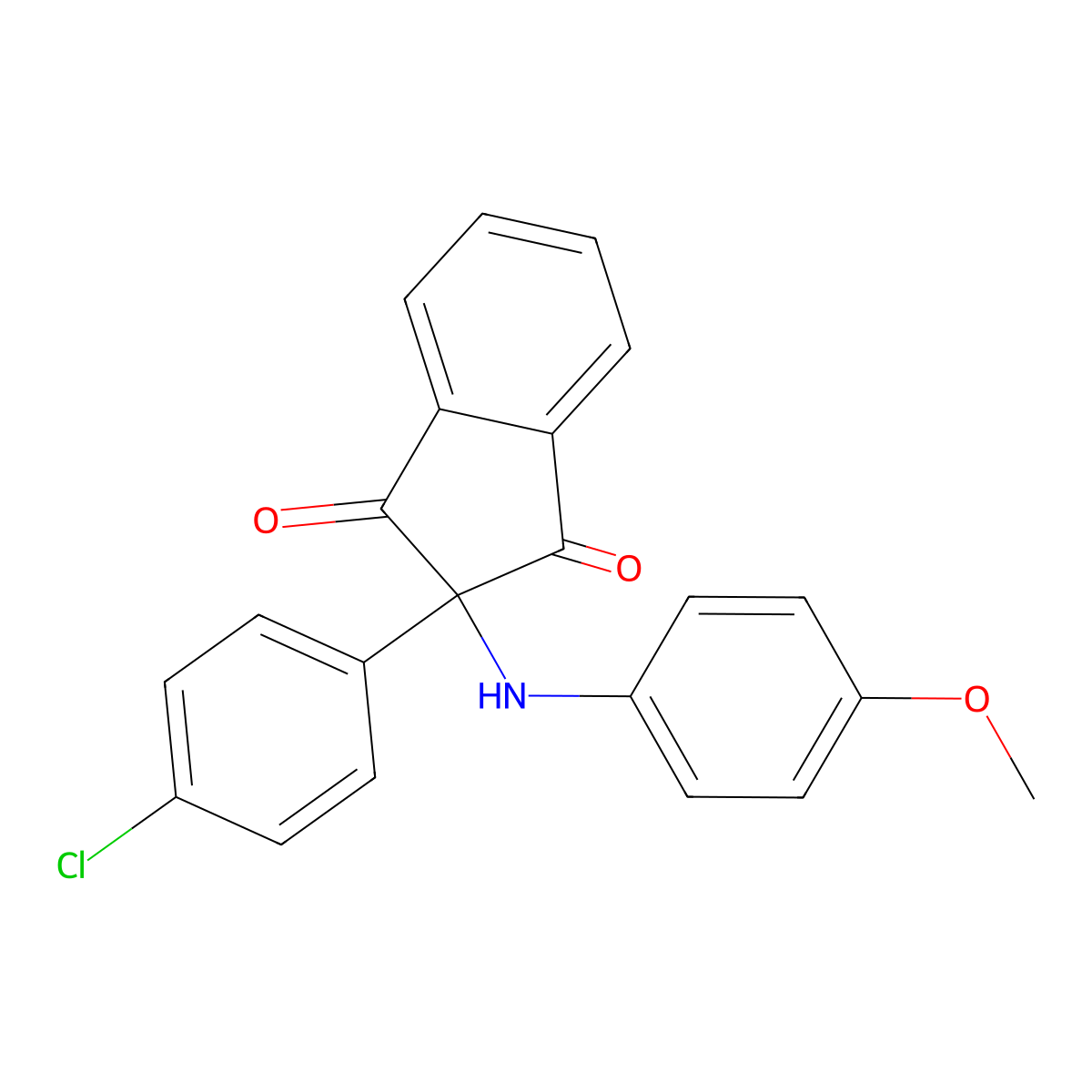 2-(4-Chlorophenyl)-2-(4-methoxyanilino)indene-1,3-dione molecular structure, CAS 361984-18-1