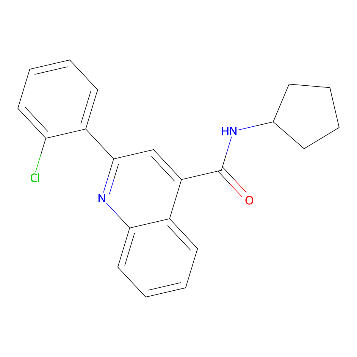 2-(2-chlorophenyl)-N-cyclopentylquinoline-4-carboxamide molecular structure, CAS 361984-20-5