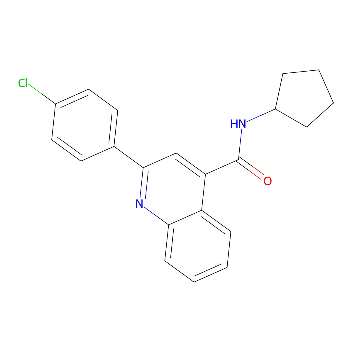 2-(4-chlorophenyl)-N-cyclopentylquinoline-4-carboxamide molecular structure, CAS 361984-30-7
