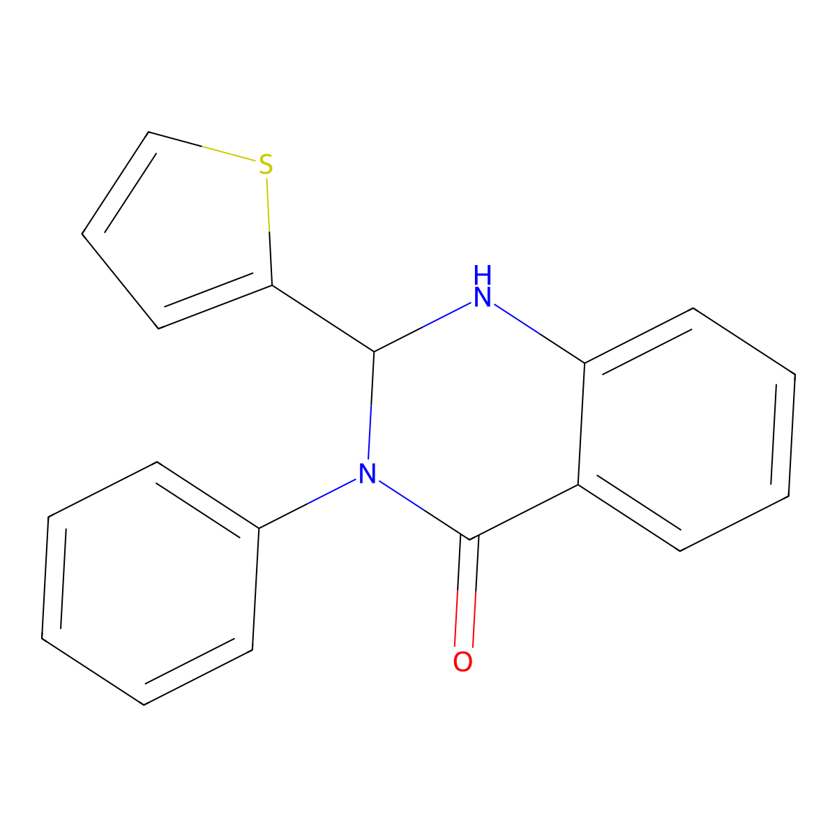 3-phenyl-2-(thiophen-2-yl)-2,3-dihydroquinazolin-4(1H)-one molecular structure, CAS 361984-43-2