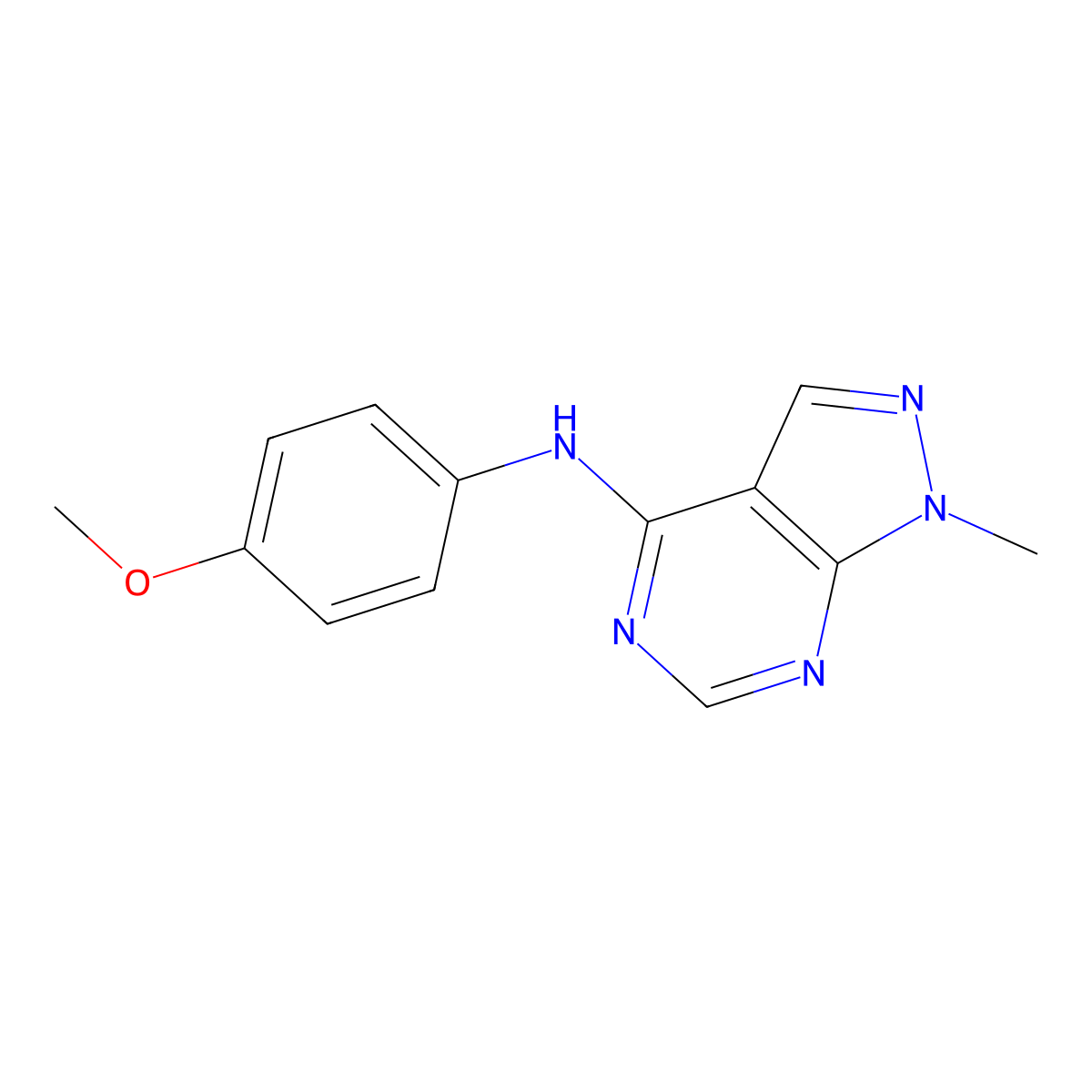 N-(4-methoxyphenyl)-1-methyl-1H-pyrazolo[3,4-d]pyrimidin-4-amine molecular structure, CAS 361984-85-2