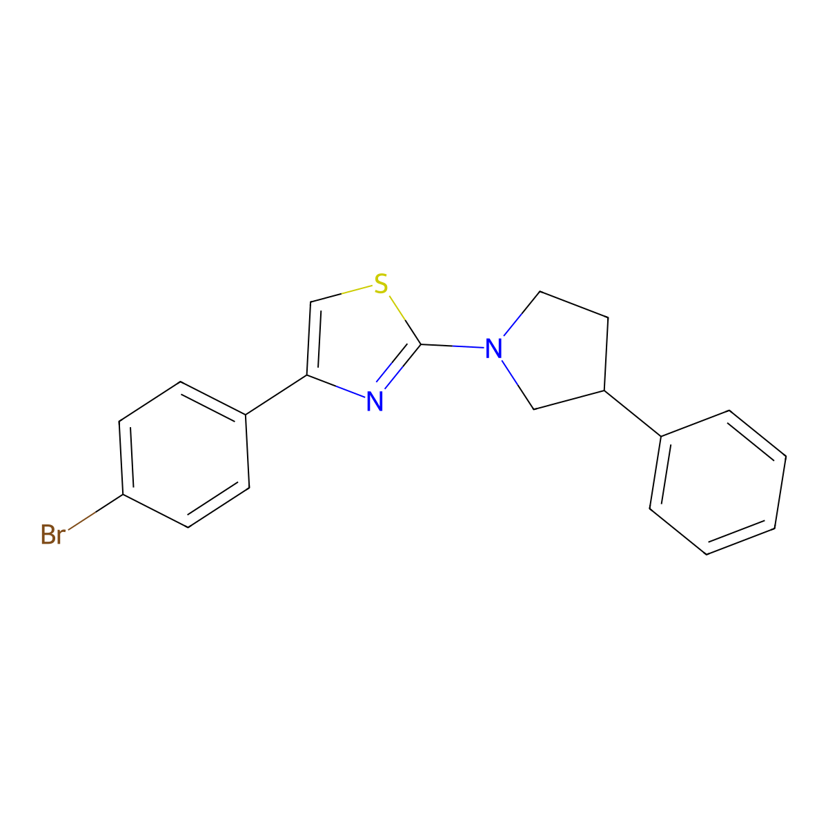 4-(4-Bromophenyl)-2-(3-phenylpyrrolidin-1-yl)-1,3-thiazole molecular structure, CAS 361984-86-3