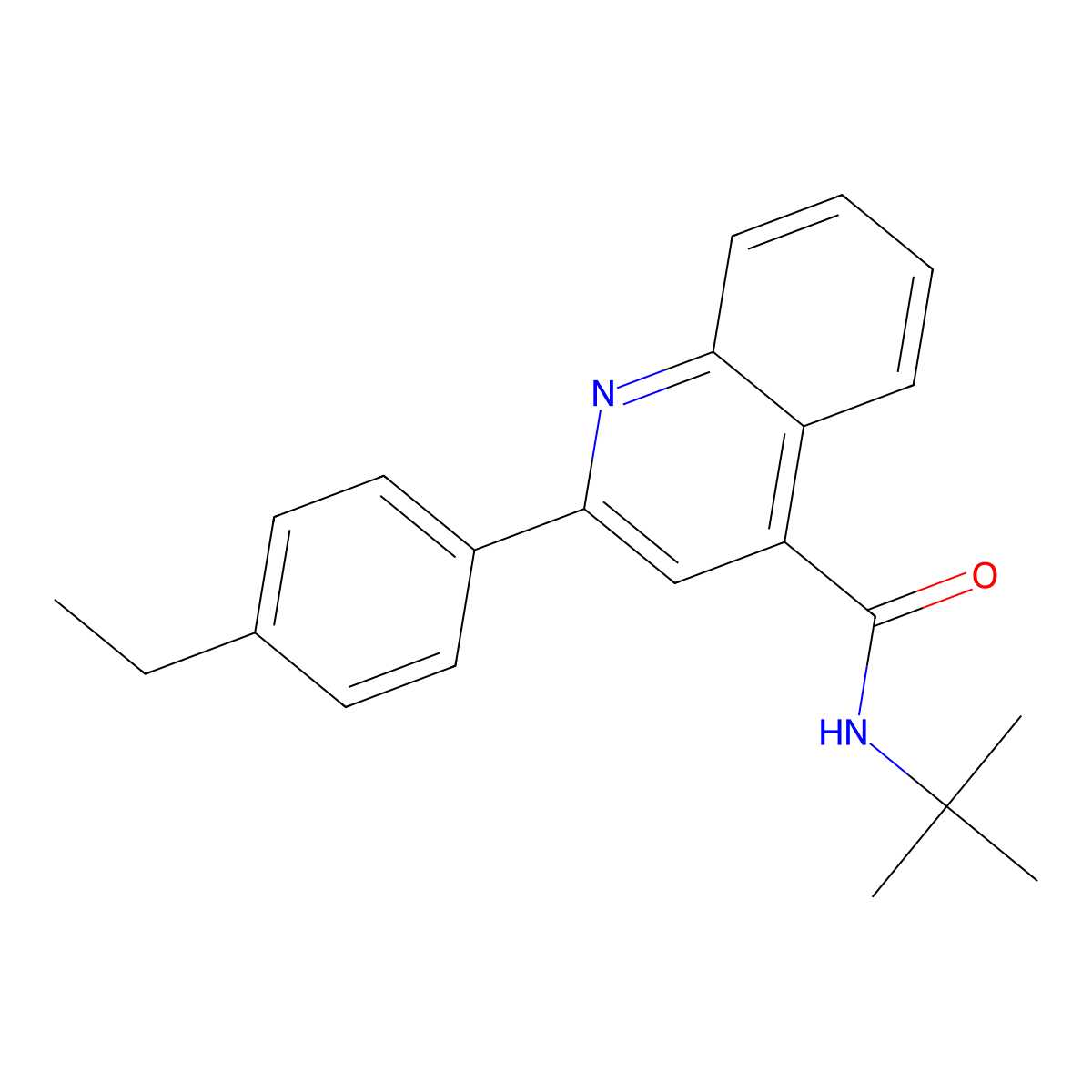 N-tert-butyl-2-(4-ethylphenyl)quinoline-4-carboxamide molecular structure, CAS 361985-24-2