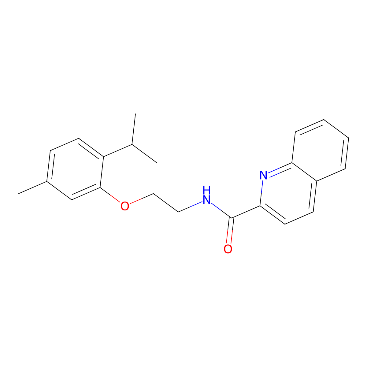 N-[2-(5-methyl-2-propan-2-ylphenoxy)ethyl]quinoline-2-carboxamide molecular structure, CAS 361985-39-9