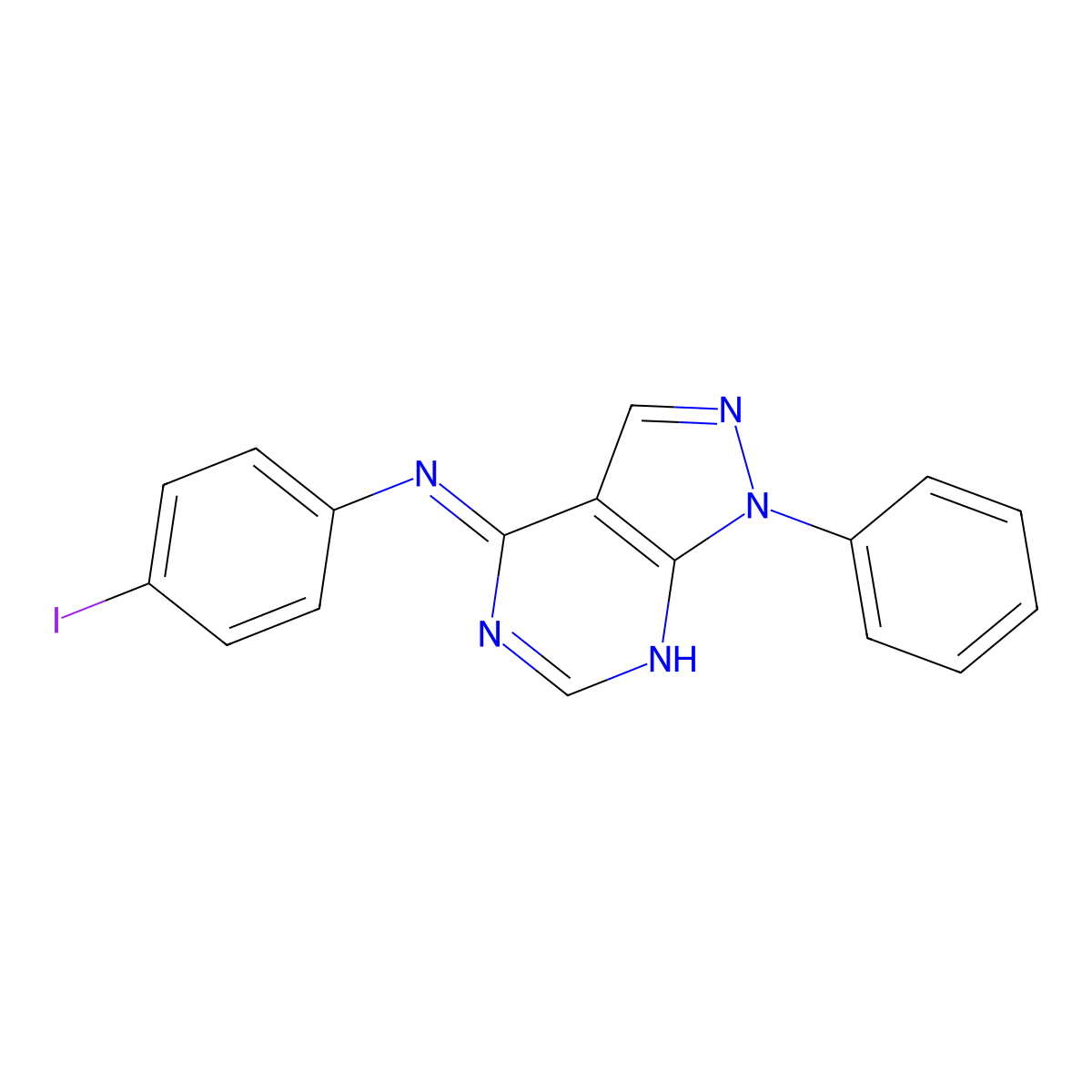 N-(4-iodophenyl)-1-phenylpyrazolo[3,4-d]pyrimidin-4-amine molecular structure, CAS 361985-43-5