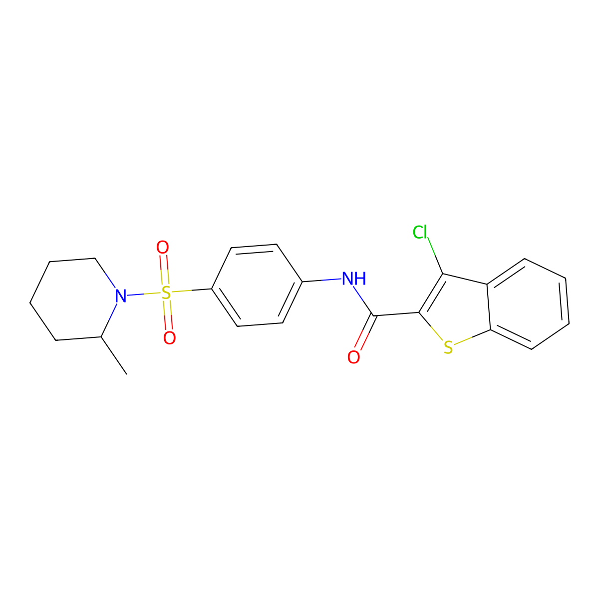 3-chloro-N-{4-[(2-methylpiperidin-1-yl)sulfonyl]phenyl}-1-benzothiophene-2-carboxamide molecular structure, CAS 361985-52-6