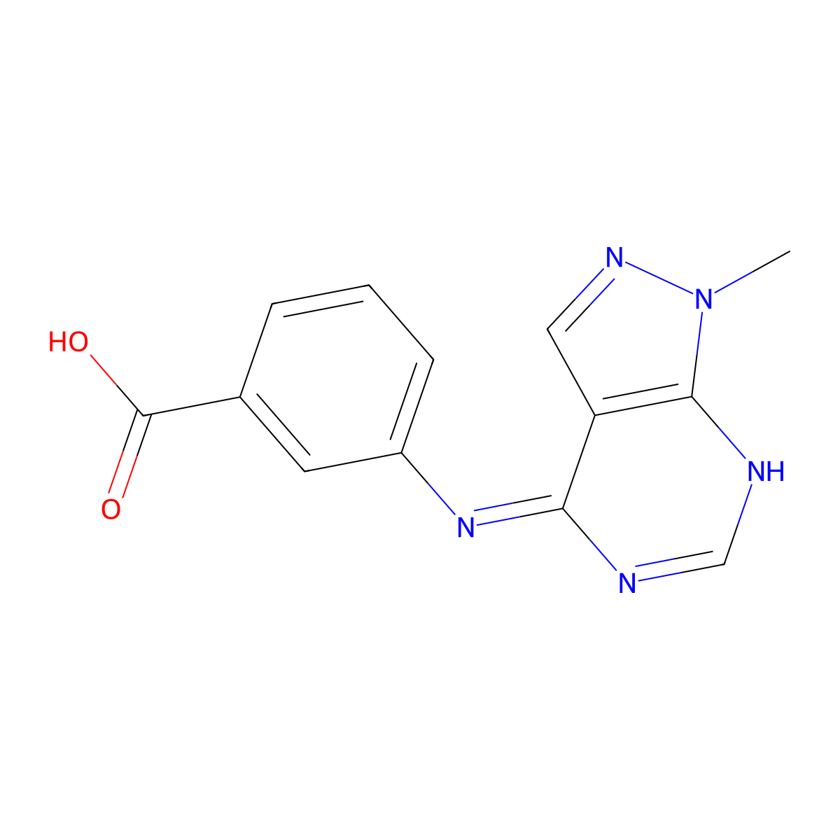 3-[(1-methyl-1H-pyrazolo[3,4-d]pyrimidin-4-yl)amino]benzoic acid molecular structure, CAS 361986-58-5