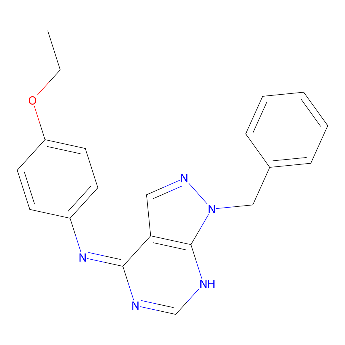 1-benzyl-N-(4-ethoxyphenyl)pyrazolo[3,4-d]pyrimidin-4-amine molecular structure, CAS 361986-75-6
