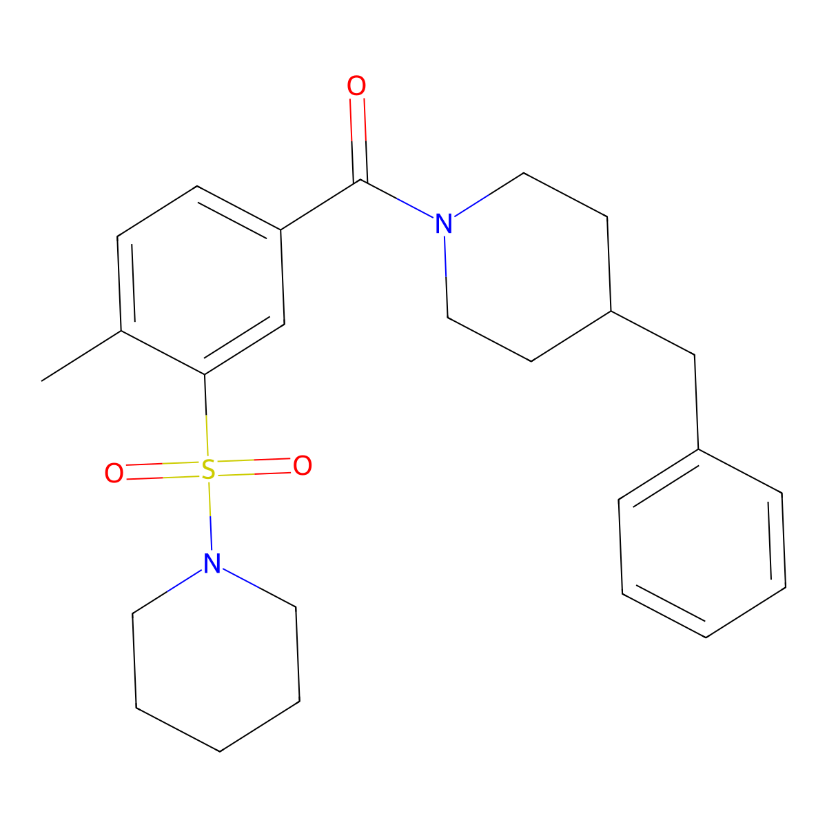 (4-Benzylpiperidin-1-yl)[4-methyl-3-(piperidin-1-ylsulfonyl)phenyl]methanone molecular structure, CAS 361987-83-9