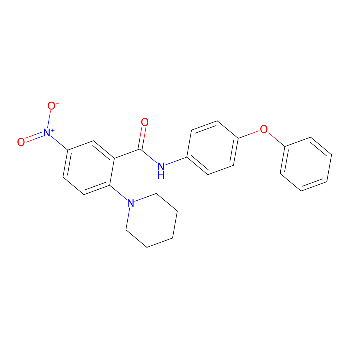 5-nitro-N-(4-phenoxyphenyl)-2-piperidin-1-ylbenzamide molecular structure, CAS 361990-00-3