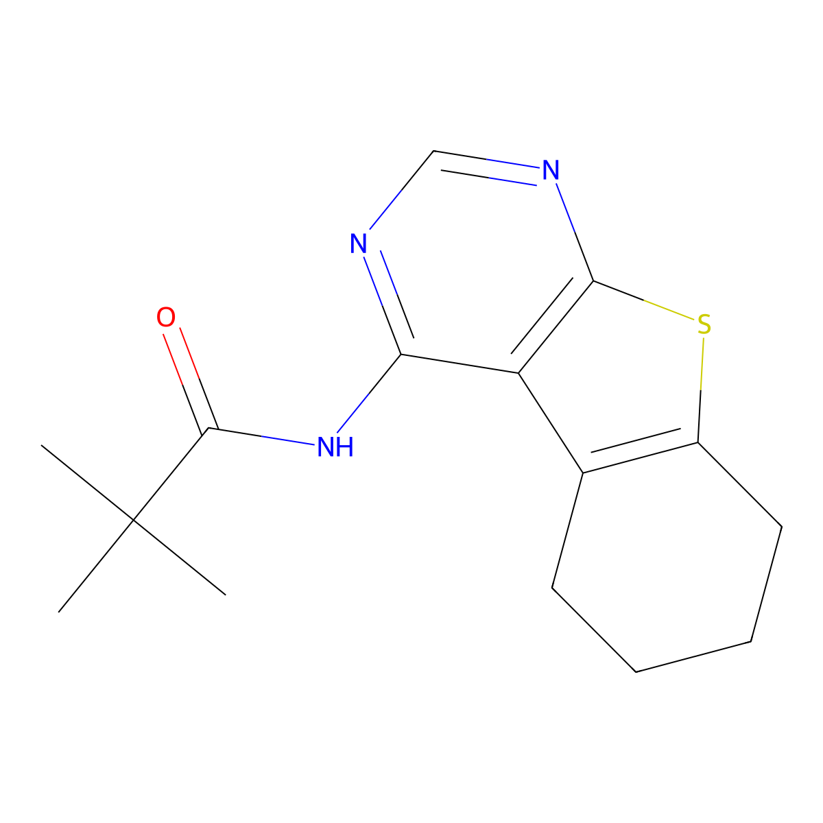 2,2-dimethyl-N-(5,6,7,8-tetrahydro-[1]benzothiolo[2,3-d]pyrimidin-4-yl)propanamide molecular structure, CAS 361990-51-4