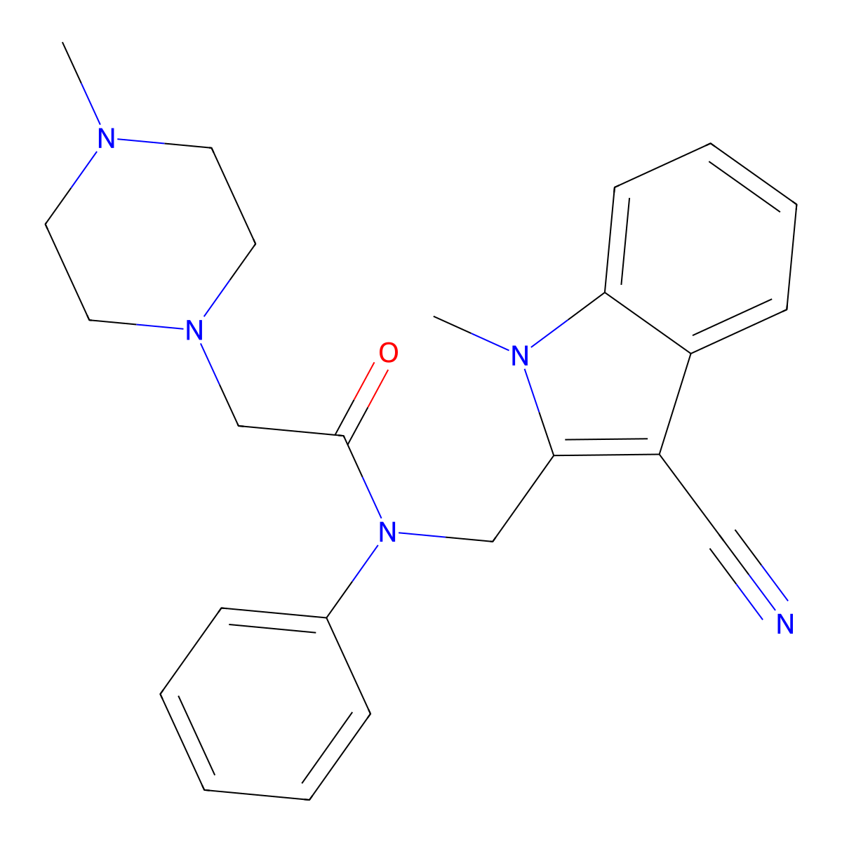 N-[(3-cyano-1-methylindol-2-yl)methyl]-2-(4-methylpiperazin-1-yl)-N-phenylacetamide molecular structure, CAS 361991-58-4