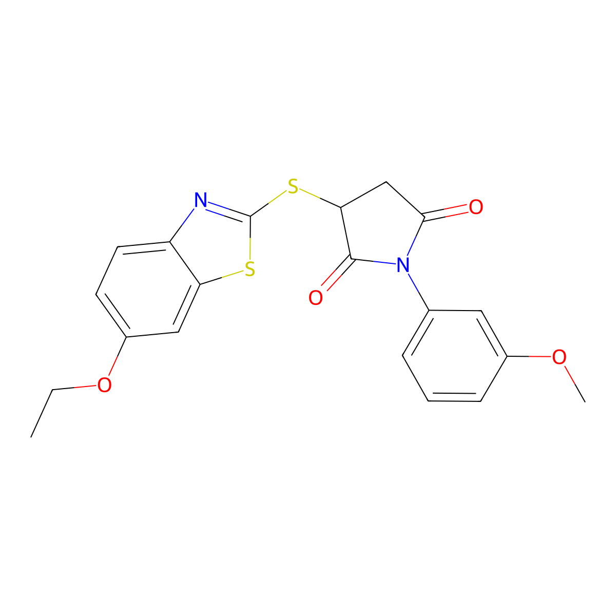 3-[(6-Ethoxy-1,3-benzothiazol-2-yl)sulfanyl]-1-(3-methoxyphenyl)pyrrolidine-2,5-dione molecular structure, CAS 361992-06-5