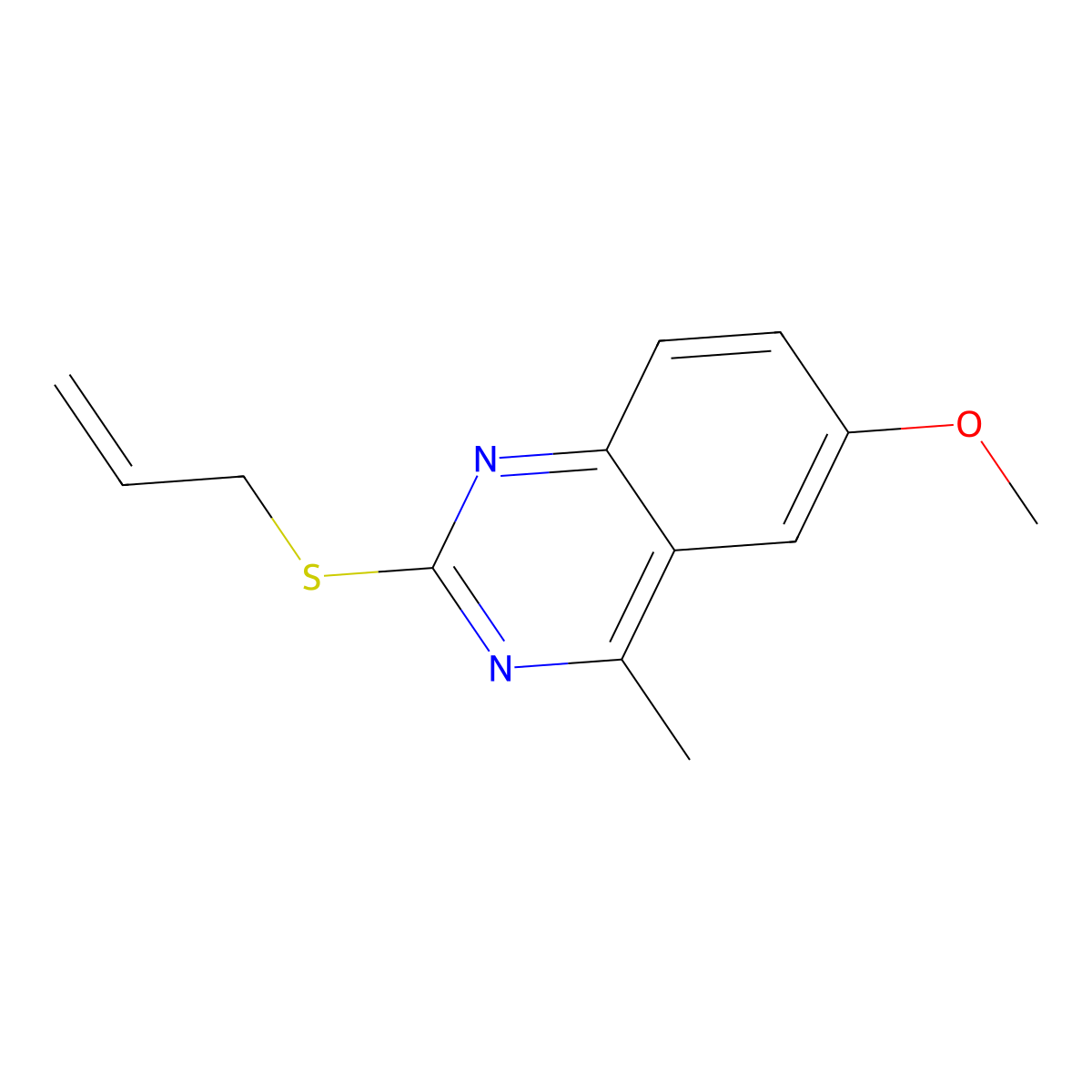 6-Methoxy-4-methyl-2-prop-2-enylsulfanylquinazoline molecular structure, CAS 361992-11-2