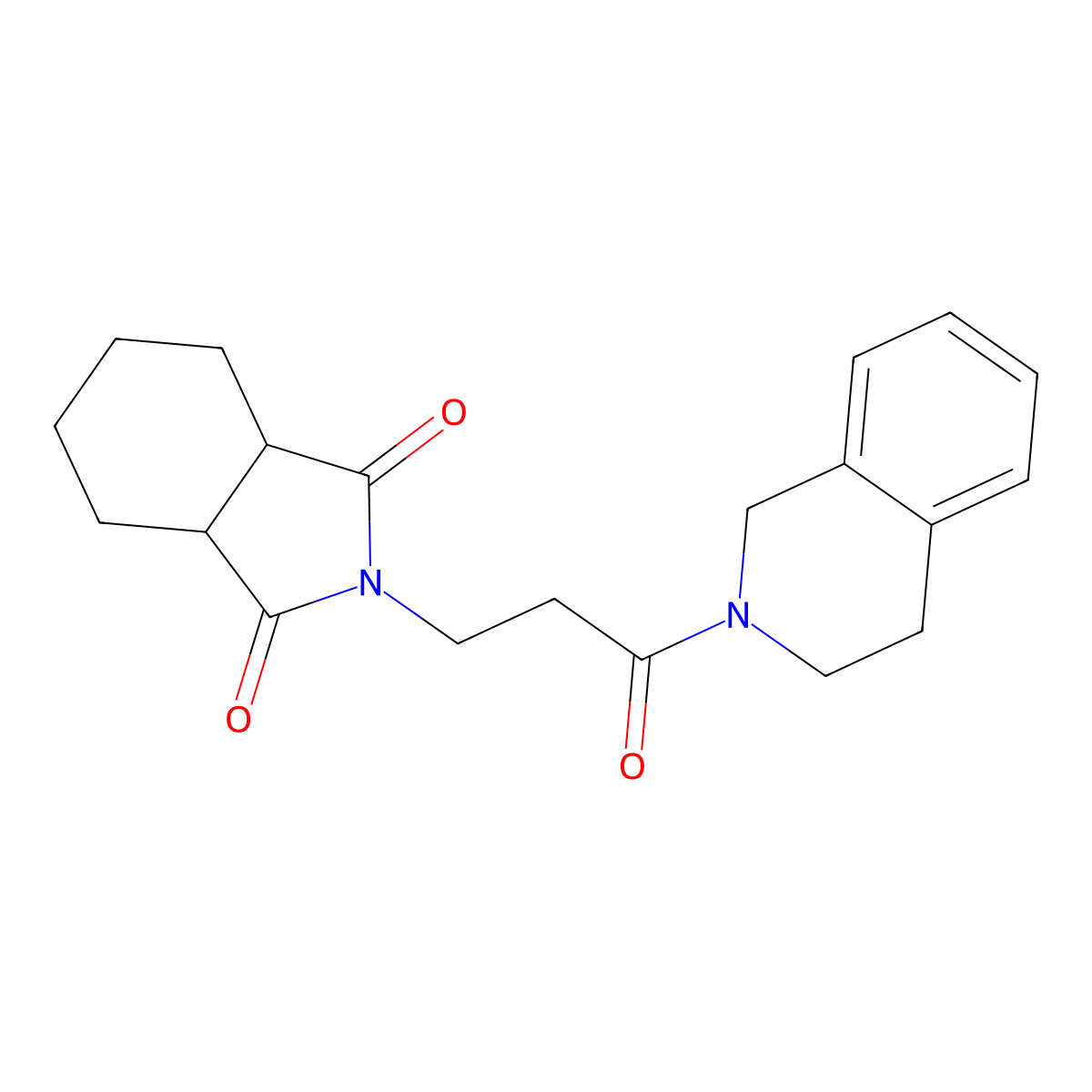 2-[3-(3,4-dihydroisoquinolin-2(1H)-yl)-3-oxopropyl]hexahydro-1H-isoindole-1,3(2H)-dione molecular structure, CAS 361992-46-3
