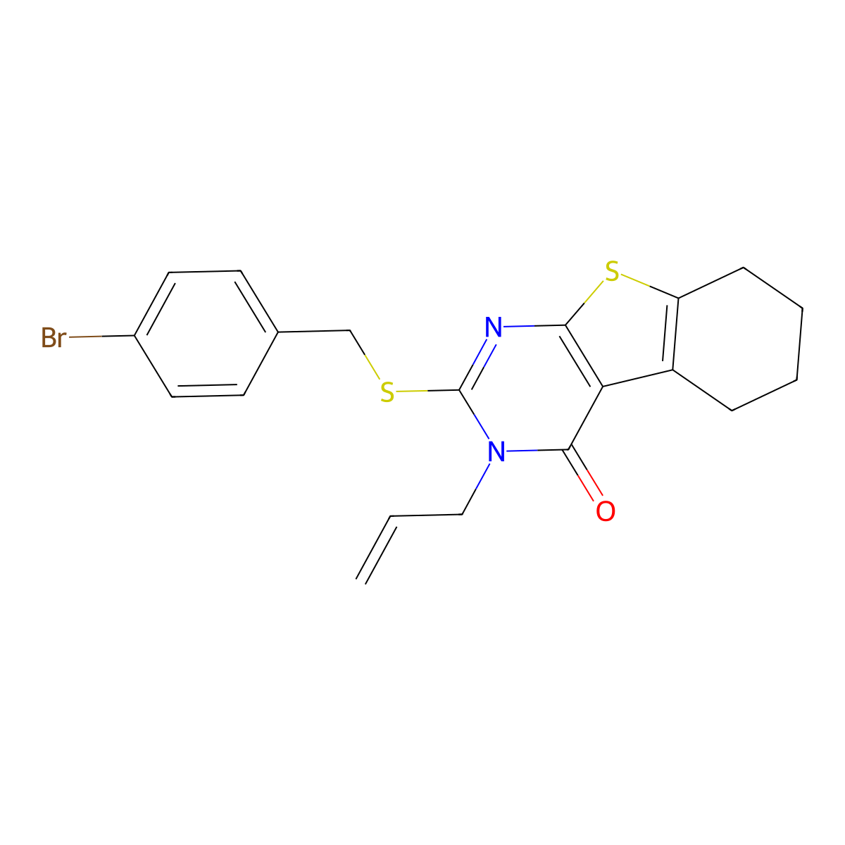 3-allyl-2-[(4-bromobenzyl)thio]-5,6,7,8-tetrahydro[1]benzothieno[2,3-d]pyrimidin-4(3H)-one molecular structure, CAS 361992-94-1