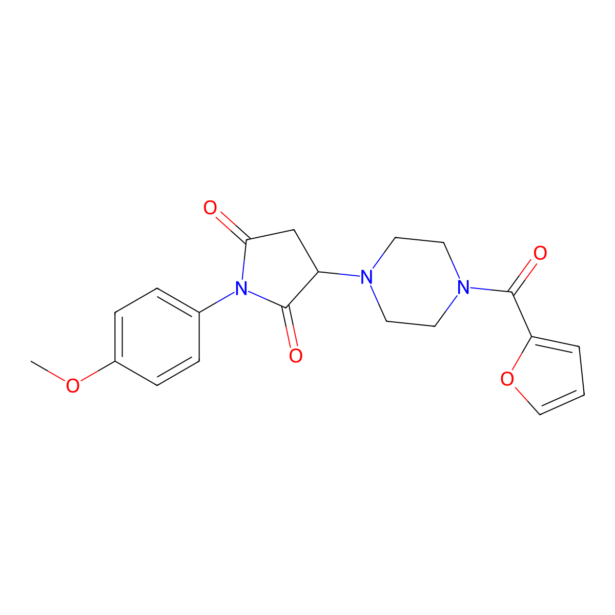 3-[4-(Furan-2-carbonyl)piperazin-1-yl]-1-(4-methoxyphenyl)pyrrolidine-2,5-dione molecular structure, CAS 361996-03-4