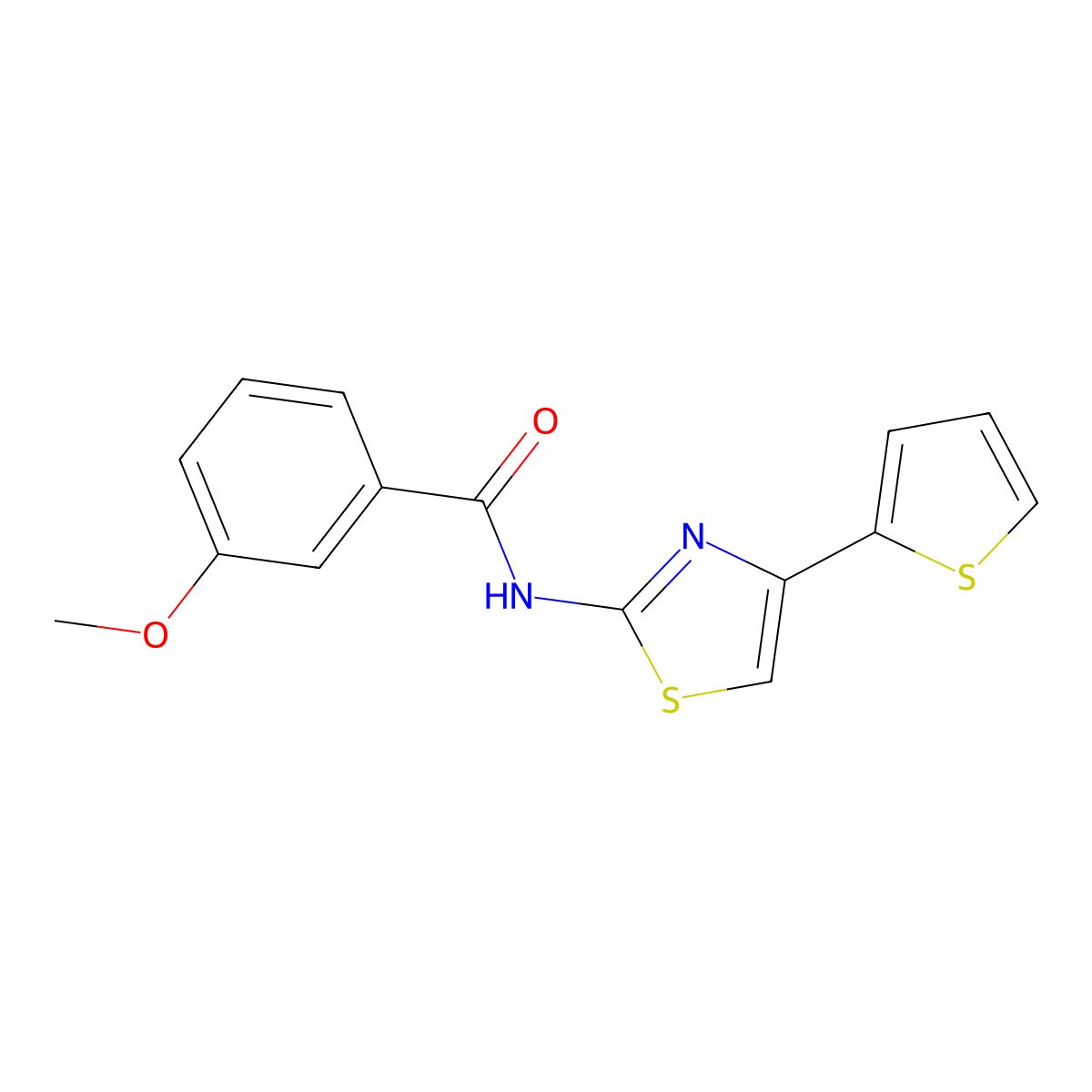 3-methoxy-N-(4-(thiophen-2-yl)thiazol-2-yl)benzamide molecular structure, CAS 361996-14-7