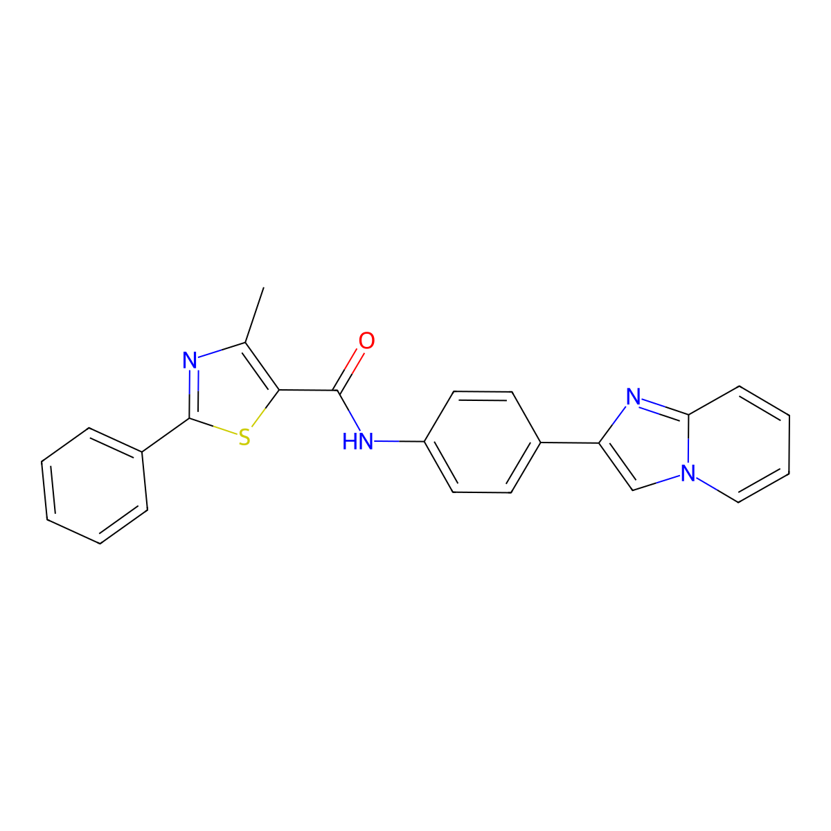 N-(4-{Imidazo[1,2-A]pyridin-2-YL}phenyl)-4-methyl-2-phenyl-1,3-thiazole-5-carboxamide molecular structure, CAS 361997-03-7