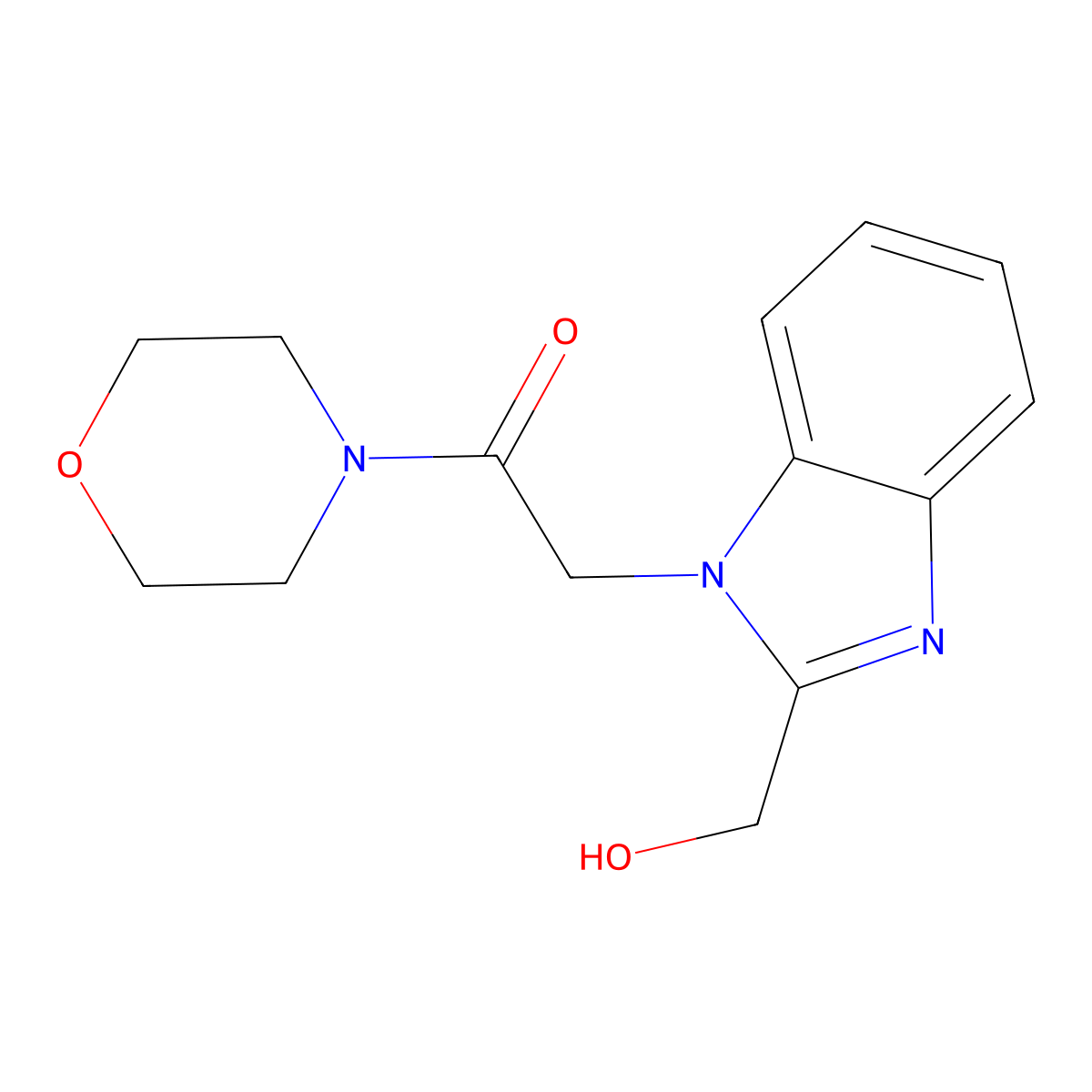 2-(2-(hydroxymethyl)-1H-benzo[d]imidazol-1-yl)-1-morpholinoethanone molecular structure, CAS 361998-66-5