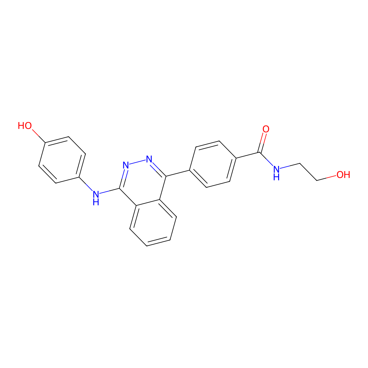 N-(2-hydroxyethyl)-4-(4-((4-hydroxyphenyl)amino)phthalazin-1-yl)benzamide molecular structure, CAS 361999-34-0