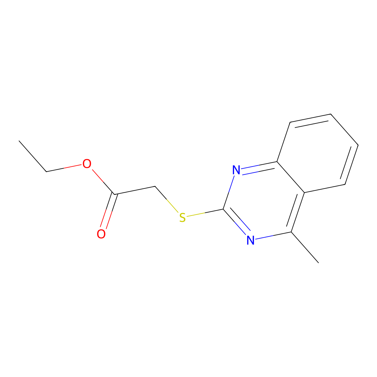 (4-Methyl-quinazolin-2-ylsulfanyl)-acetic acid ethyl ester molecular structure, CAS 361999-37-3