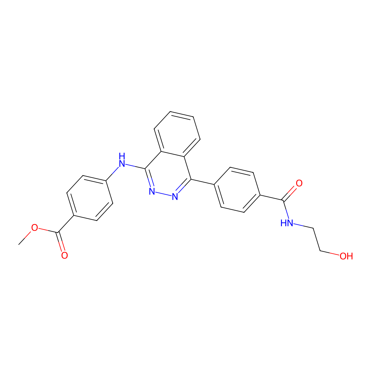 Methyl 4-((4-(4-((2-hydroxyethyl)carbamoyl)phenyl)phthalazin-1-yl)amino)benzoate molecular structure, CAS 361999-40-8