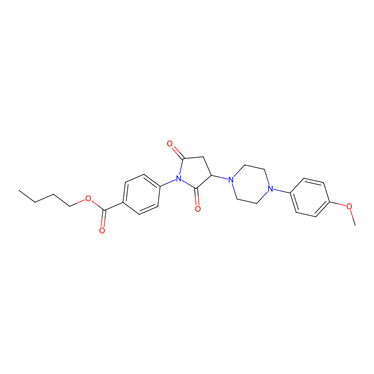 Butyl 4-{3-[4-(4-methoxyphenyl)piperazin-1-yl]-2,5-dioxopyrrolidin-1-yl}benzoate molecular structure, CAS 361999-46-4
