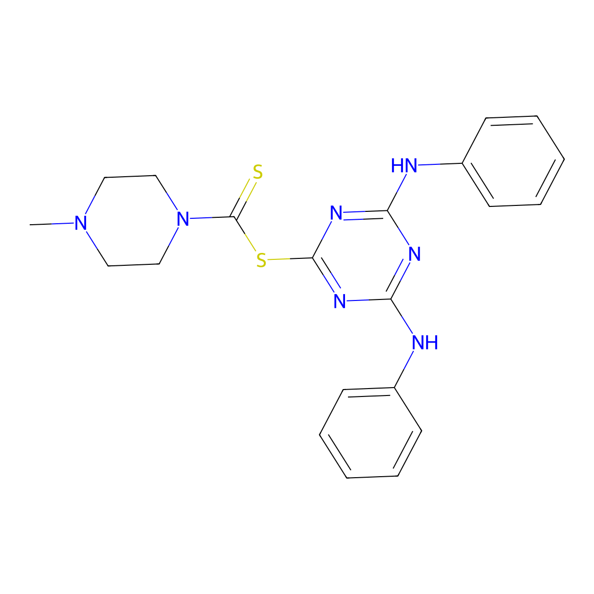 4,6-Bis(phenylamino)-1,3,5-triazin-2-yl 4-methylpiperazine-1-carbodithioate molecular structure, CAS 361999-60-2