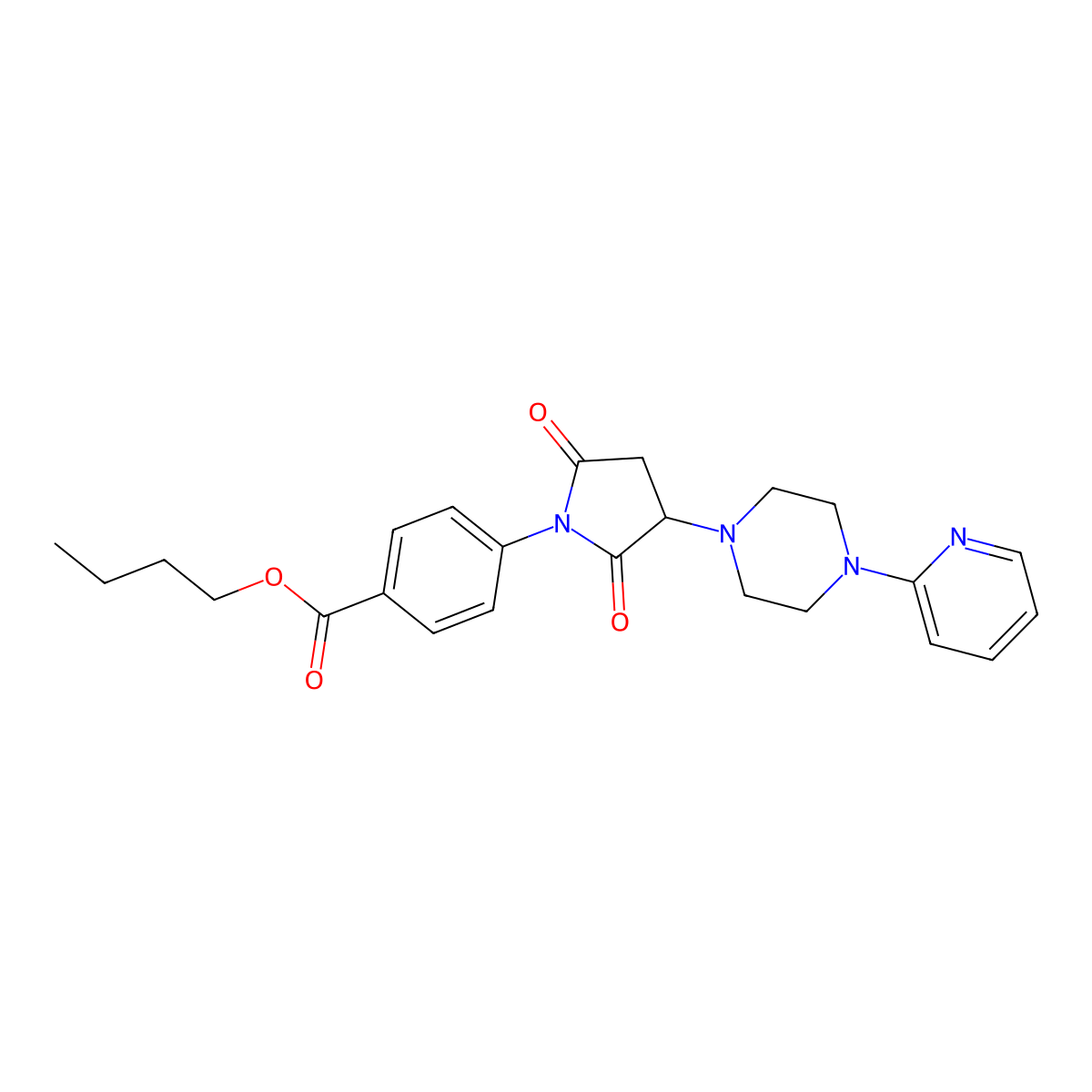 Butyl 4-[2,5-dioxo-3-(4-pyridin-2-ylpiperazin-1-yl)pyrrolidin-1-yl]benzoate molecular structure, CAS 361999-86-2