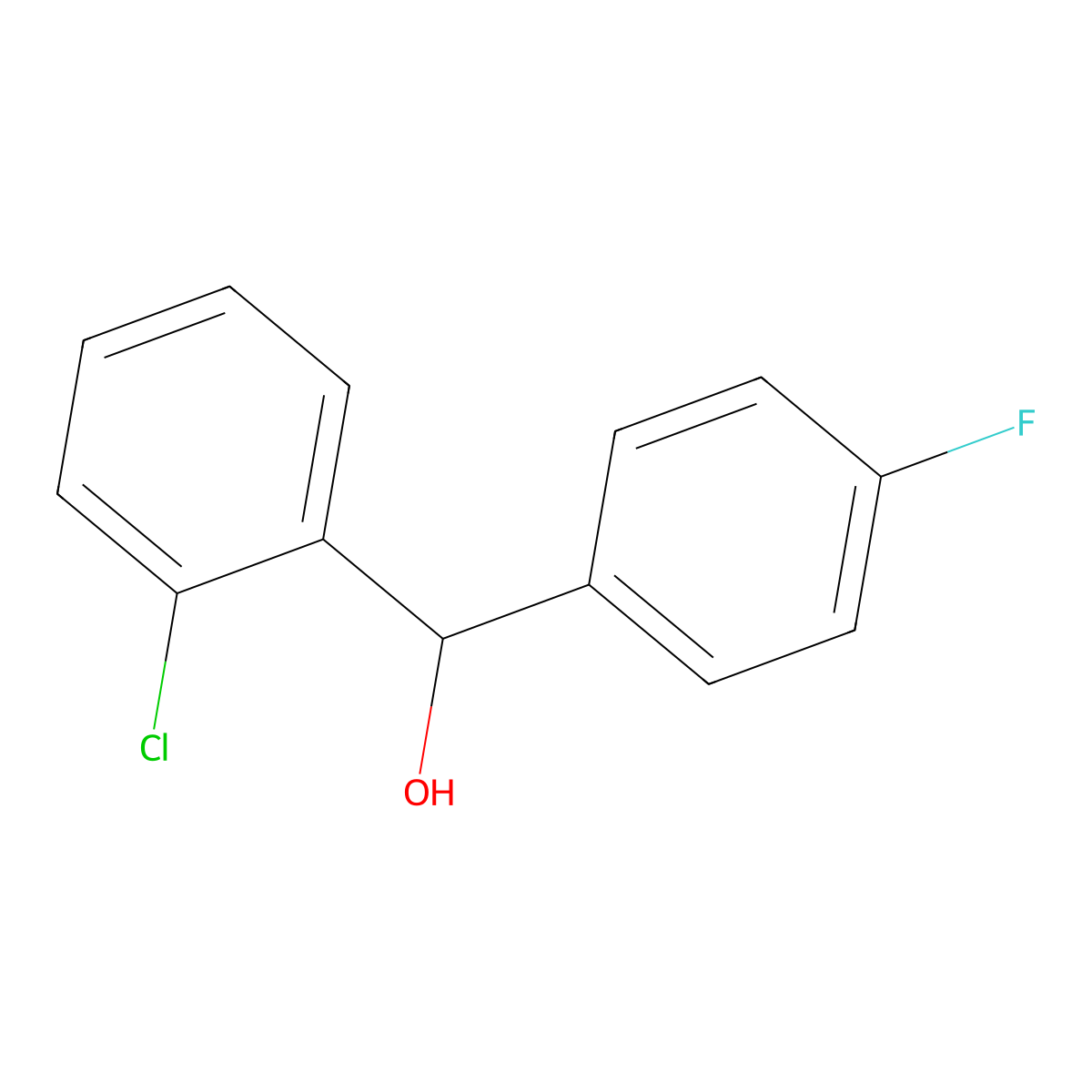 (2-Chlorophenyl)(4-fluorophenyl)methanol molecular structure, CAS 362-55-0