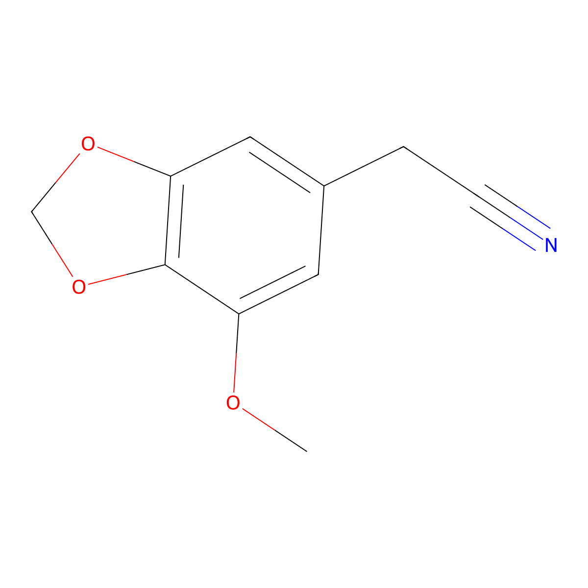 2-(7-Methoxybenzo[d][1,3]dioxol-5-yl)acetonitrile molecular structure, CAS 36200-29-0