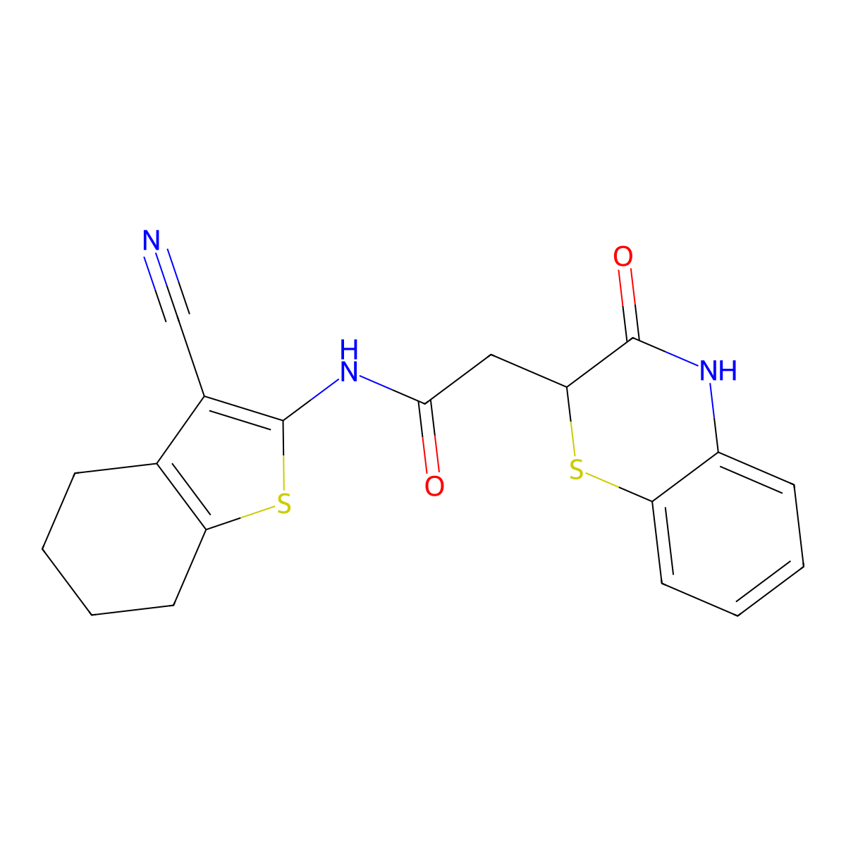 N-(3-cyano-4,5,6,7-tetrahydro-1-benzothiophen-2-yl)-2-(3-oxo-3,4-dihydro-2H-1,4-benzothiazin-2-yl)acetamide molecular structure, CAS 362000-39-3
