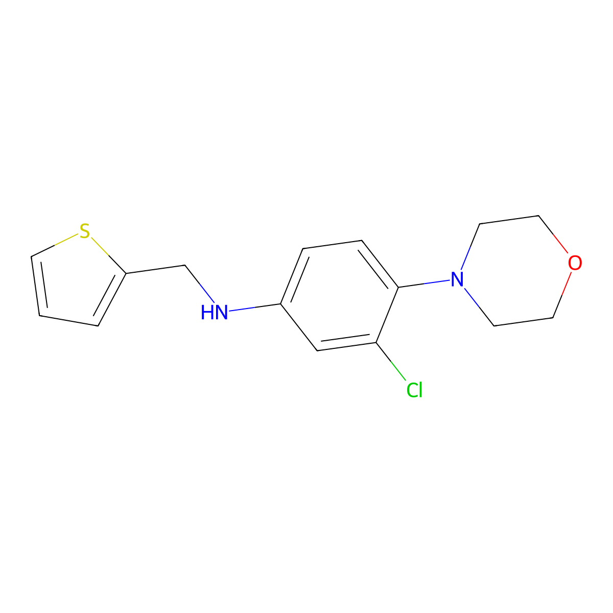 3-chloro-4-(morpholin-4-yl)-N-(thiophen-2-ylmethyl)aniline molecular structure, CAS 362000-84-8