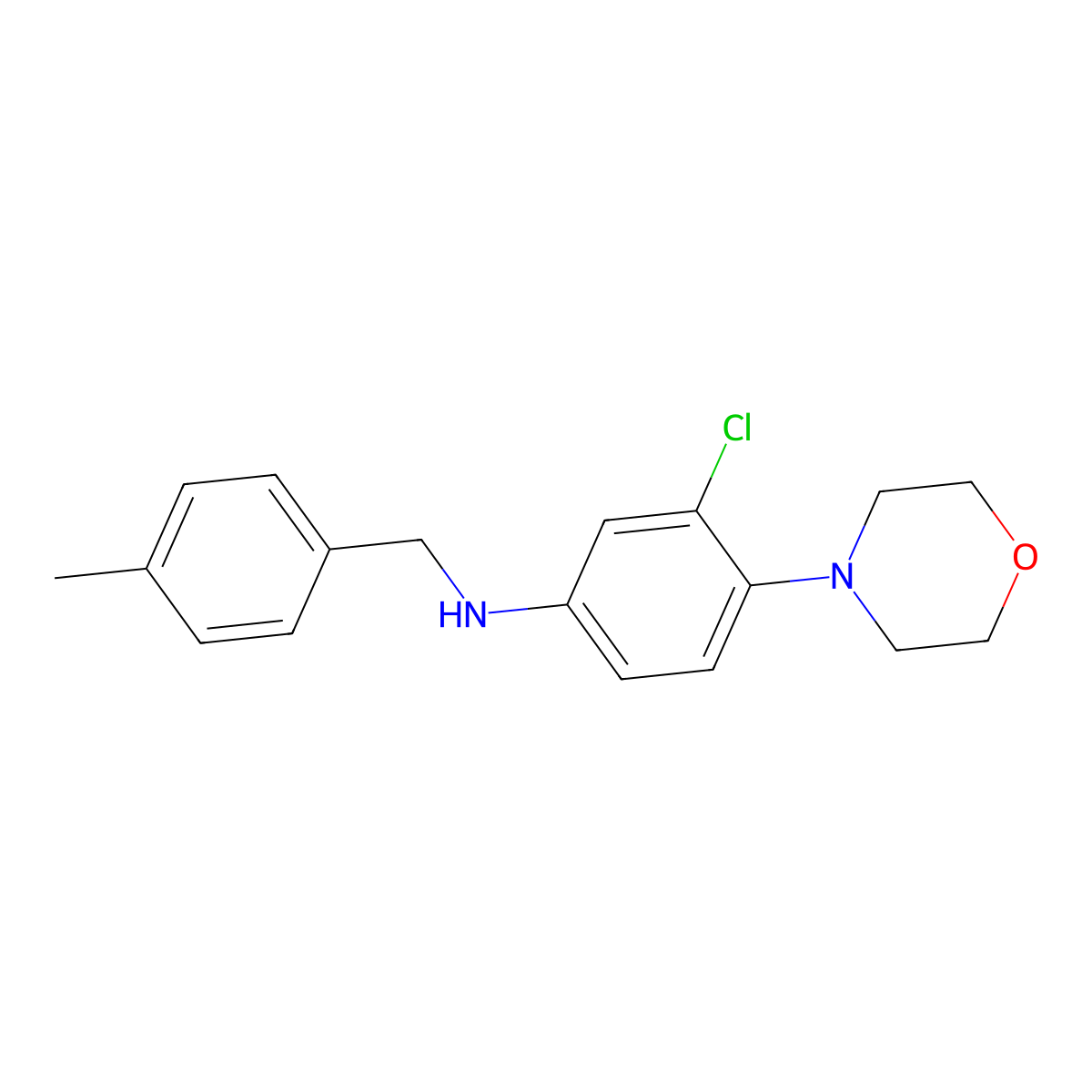 3-chloro-N-(4-methylbenzyl)-4-(4-morpholinyl)aniline molecular structure, CAS 362001-23-8