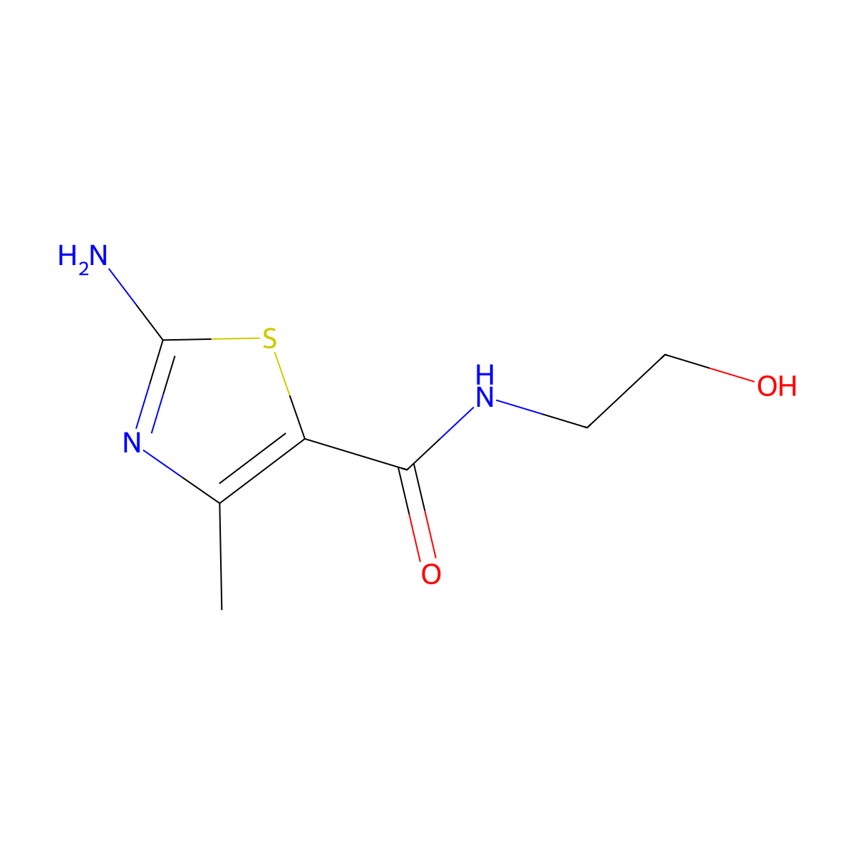 2-amino-N-(2-hydroxyethyl)-4-methyl-1,3-thiazole-5-carboxamide molecular structure, CAS 362003-35-8