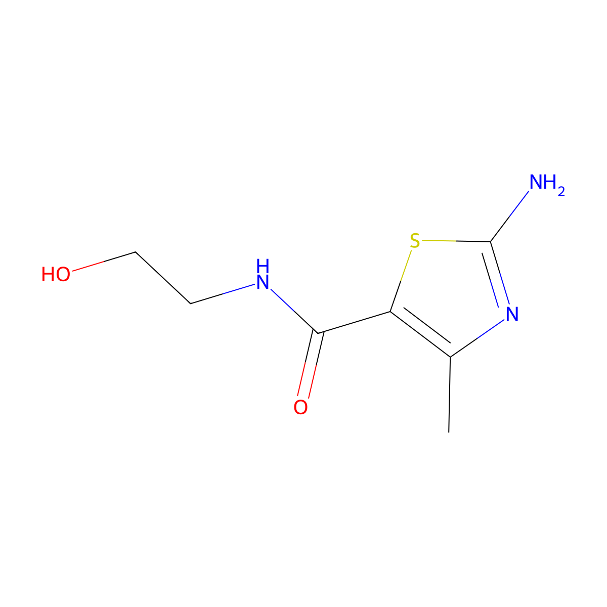 2-amino-N-(2-hydroxyethyl)-4-methyl-1,3-thiazole-5-carboxamide molecular structure, CAS 362003-35-8