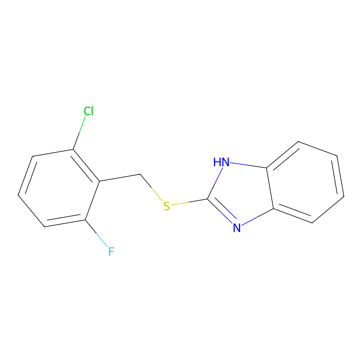 2-((2-chloro-6-fluorobenzyl)thio)-1H-benzo[d]imidazole molecular structure, CAS 362005-14-9