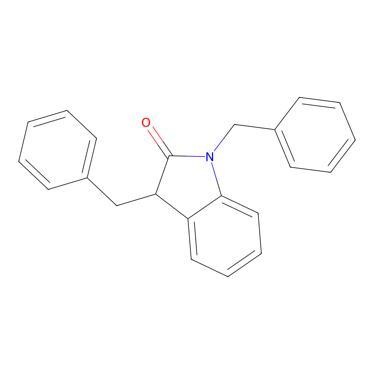 1,3-dibenzyl-2,3-dihydro-1H-indol-2-one molecular structure, CAS 36208-62-5