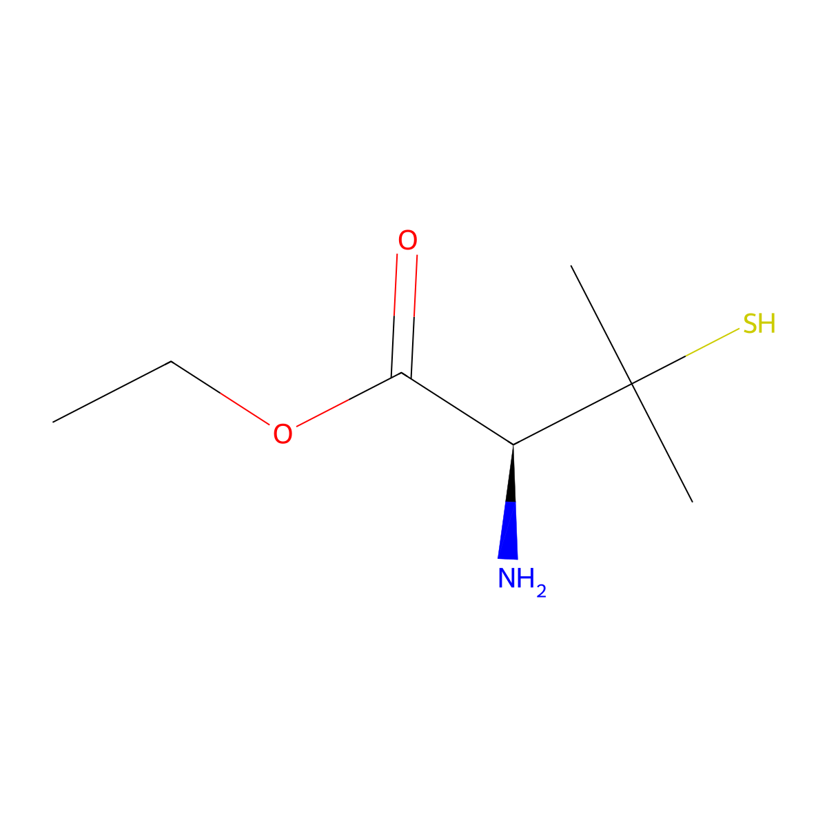 ethyl (2S)-2-amino-3-methyl-3-sulfanylbutanoate molecular structure, CAS 36211-20-8