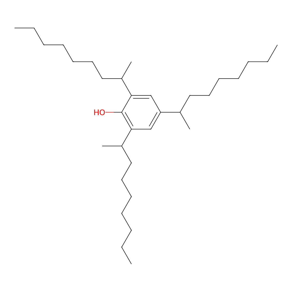 Phenol, 2,4,6-tris(1-methyloctyl)- molecular structure, CAS 36215-85-7
