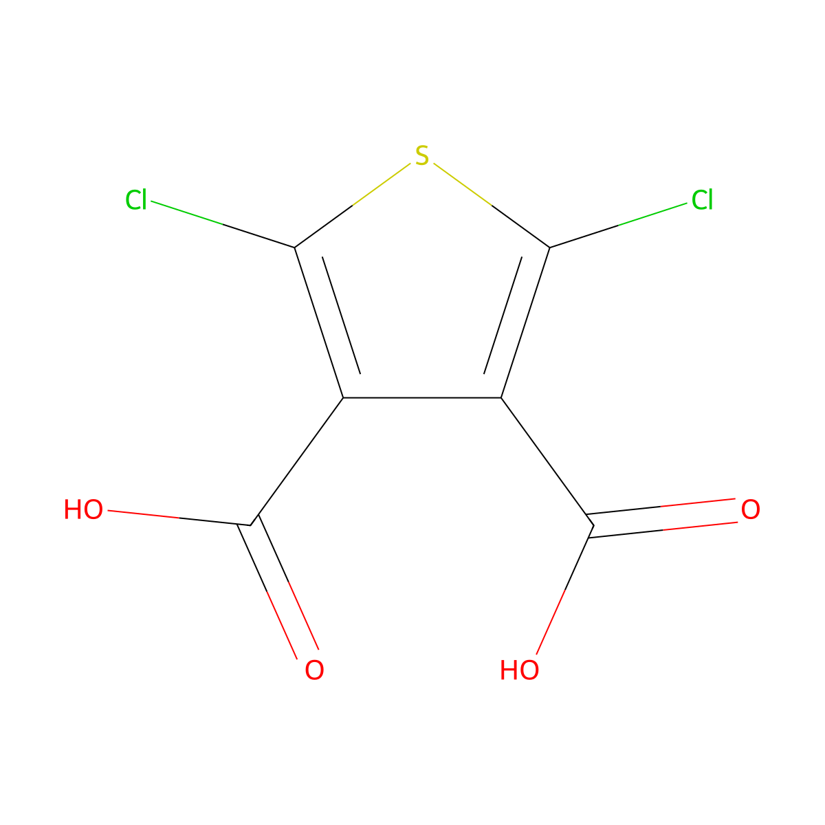 2,5-Dichloro-3,4-thiophenedicarboxylic acid molecular structure, CAS 36217-24-0