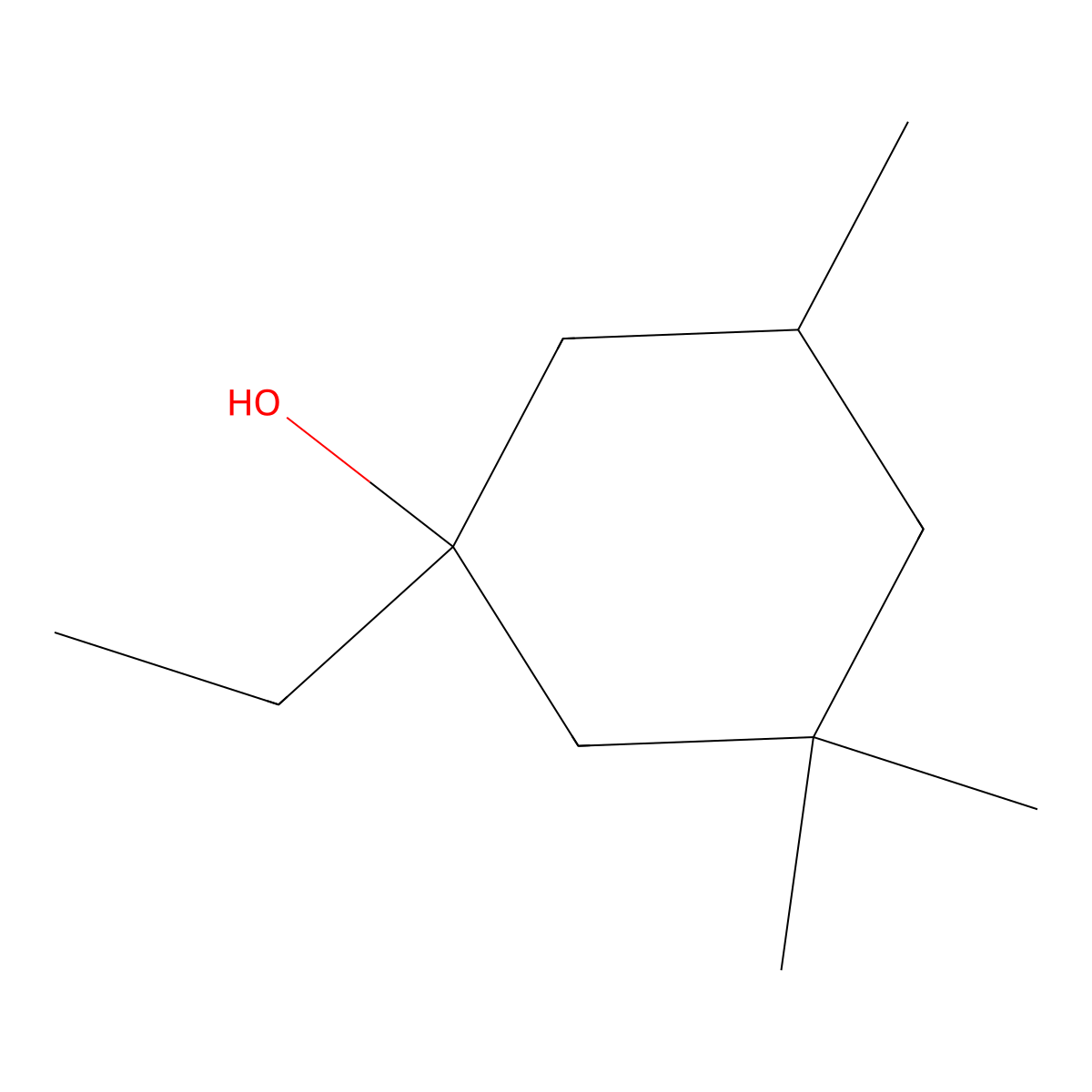 1-Ethyl-3,3,5-trimethylcyclohexan-1-ol molecular structure, CAS 3622-50-2