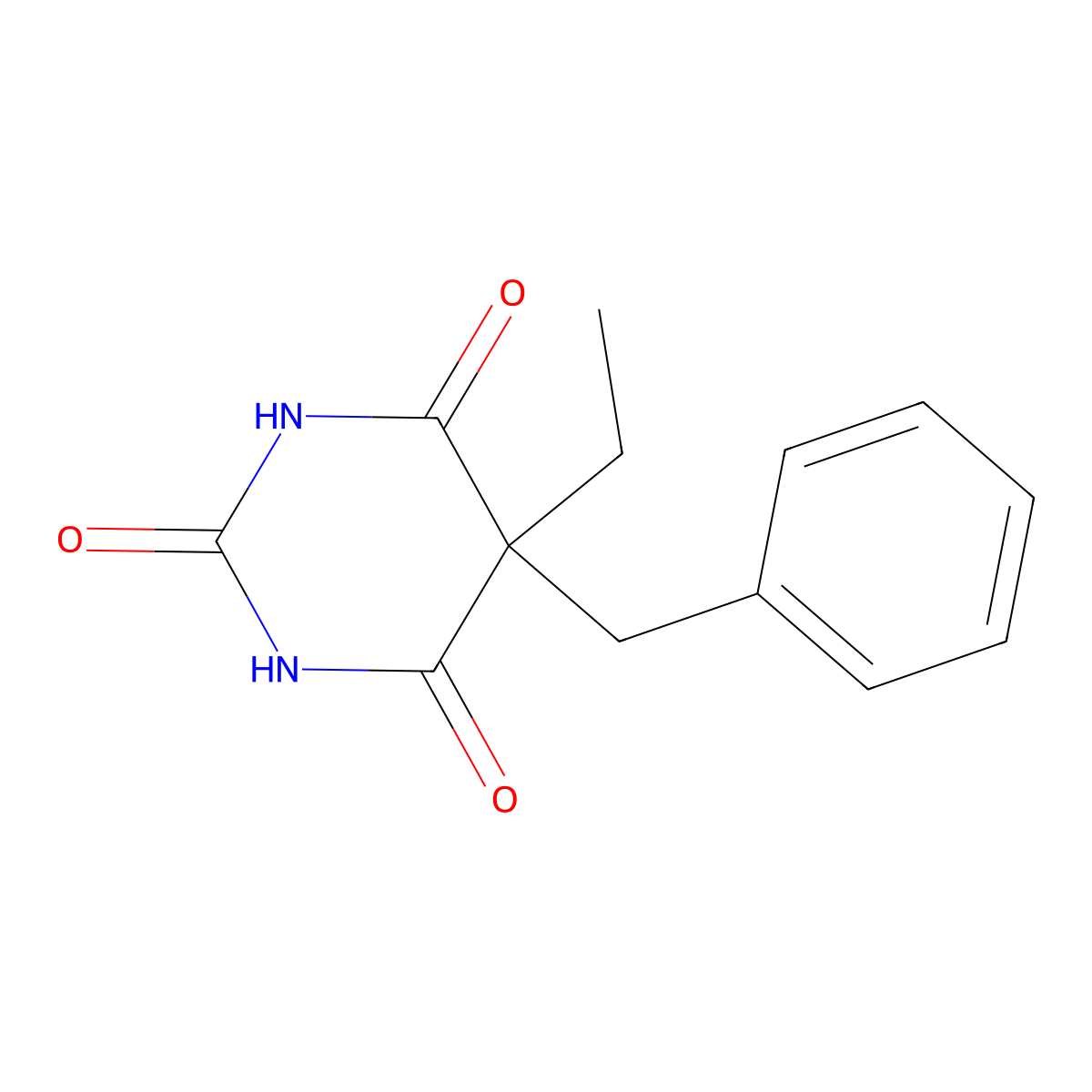 Barbituric acid, 5-benzyl-5-ethyl- molecular structure, CAS 36226-64-9
