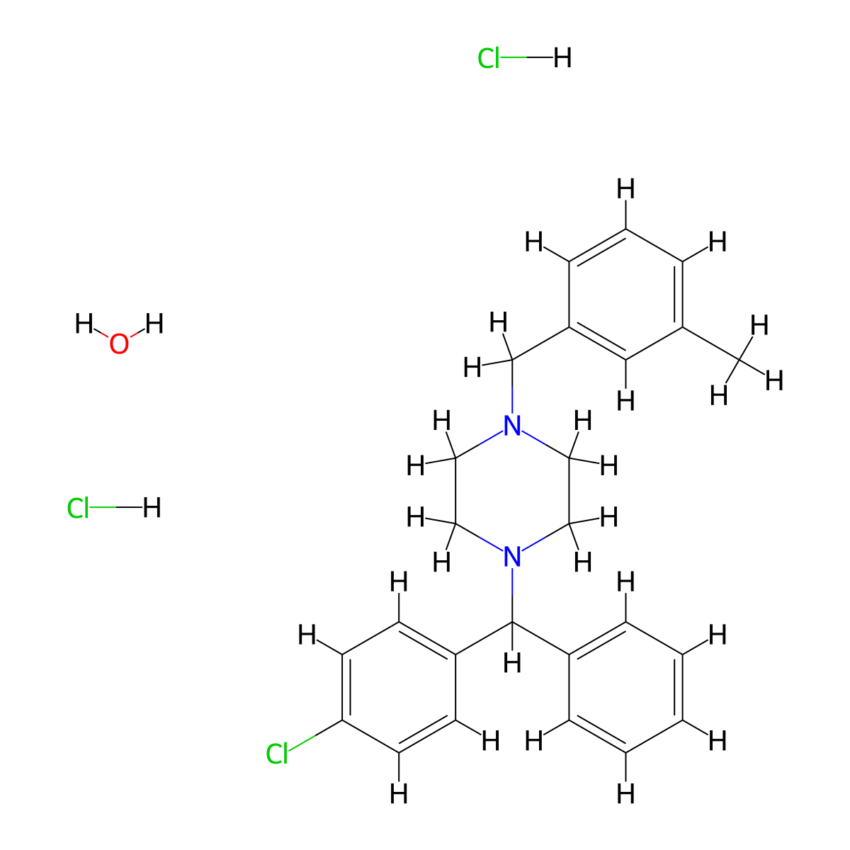 Meclizine Hydrochloride molecular structure, CAS 36236-67-6