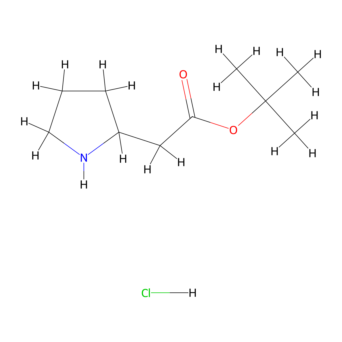 tert-Butyl 2-(pyrrolidin-2-yl)acetate hydrochloride molecular structure, CAS 362467-86-5