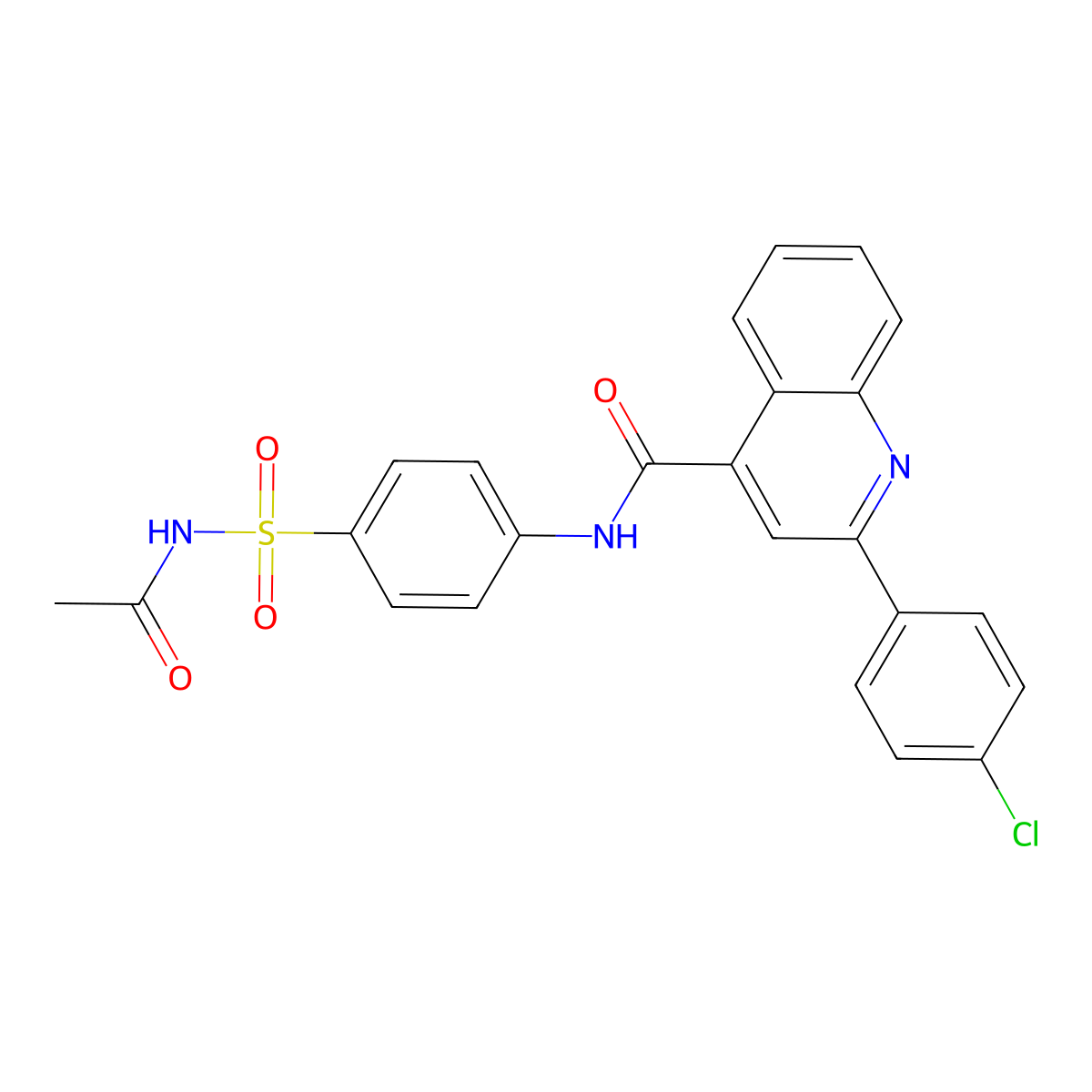 N-[4-(acetylsulfamoyl)phenyl]-2-(4-chlorophenyl)quinoline-4-carboxamide molecular structure, CAS 362474-58-6
